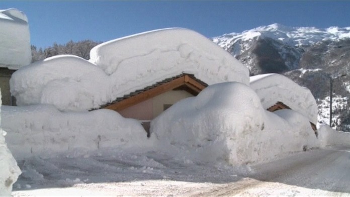 Talianska dedinka pod snehom