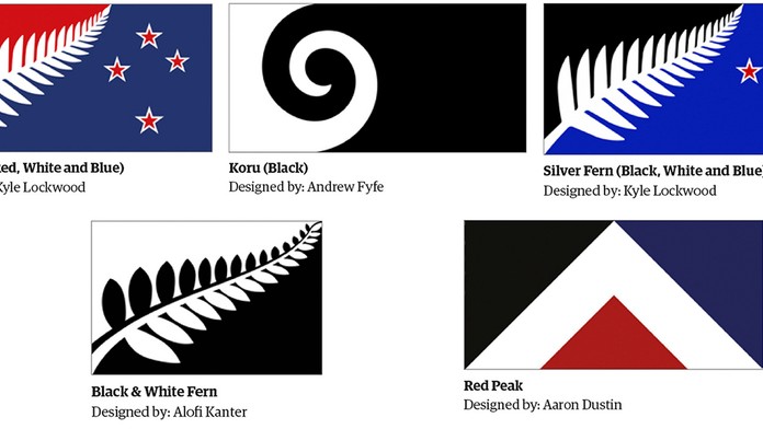Päť návrhov na novozélandskú vlajku.