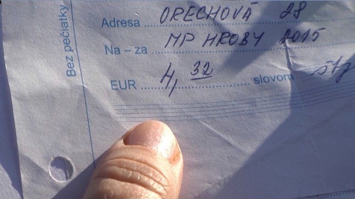 Doklad za platenie hrobového miesta.