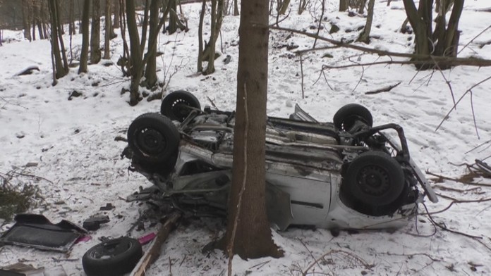Auto sa zrútilo do priekopy a zastavil ho až strom.
