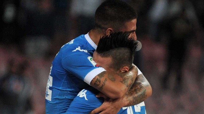 Lorenzo Insigne a Marek Hamšík na archívnej snímke.