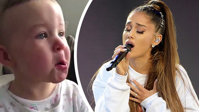 Malé dievčatko plače počas vystúpenia Ariany Grande