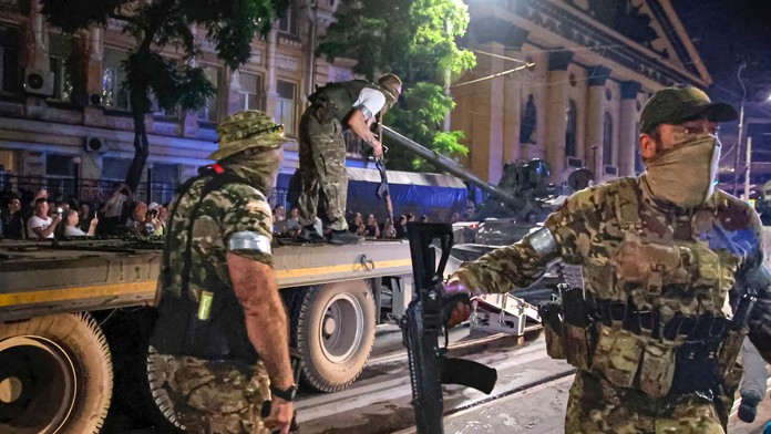 Vojaci Vagnerovej skupiny v Rostove na Done