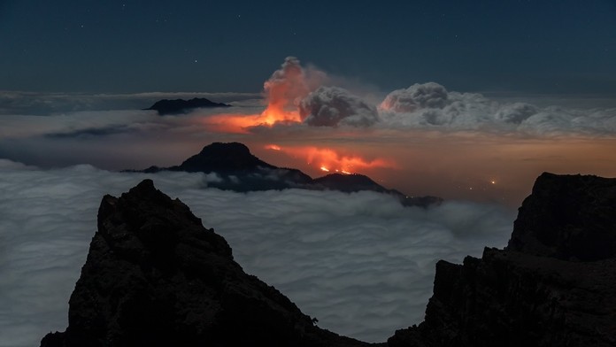 Erupcia sopky Cumbre Vieja na ostrove La Palma.