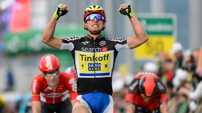Peter Sagan po víťazstve jednej z etáp Okolo Švajčiarska.