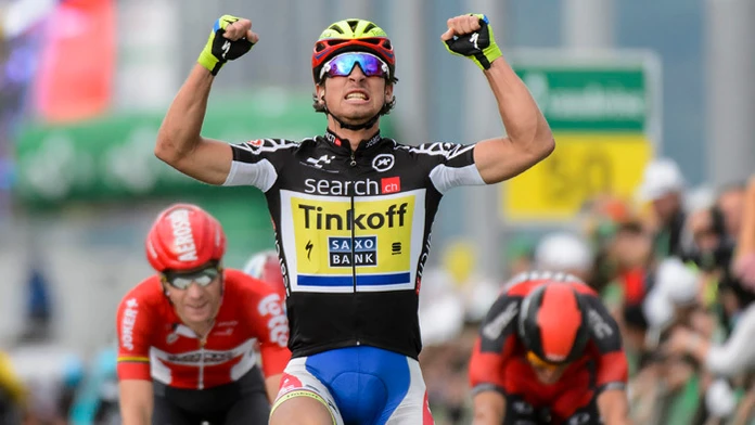 Peter Sagan po víťazstve jednej z etáp Okolo Švajčiarska.