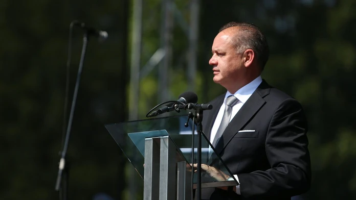 Prezident Andrej Kiska reční počas osláv 72. výročia SNP.