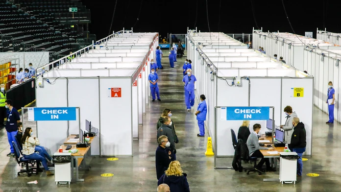 Vakcinačné centrum v severoírskom Belfaste.