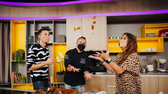 Šéfkuchár Milo Pabiš s moderátormi Telerána.