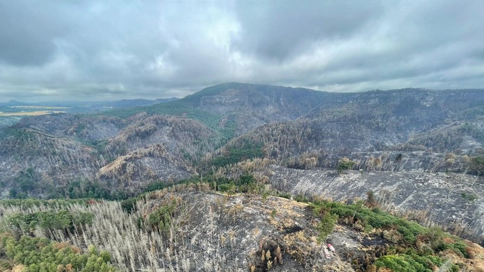 Skaza po požiari v Českom Švajčiarsku.