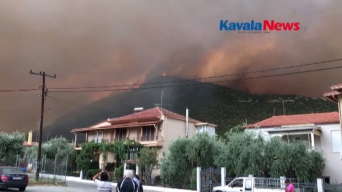 Požiar na ostrove Tasos.