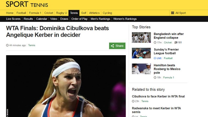 Dominika Cibulkova na BBC sport.