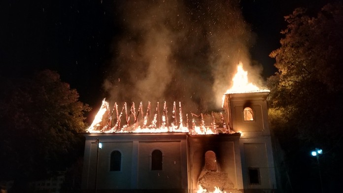 Požiar kostola v Považskej Bystrici
