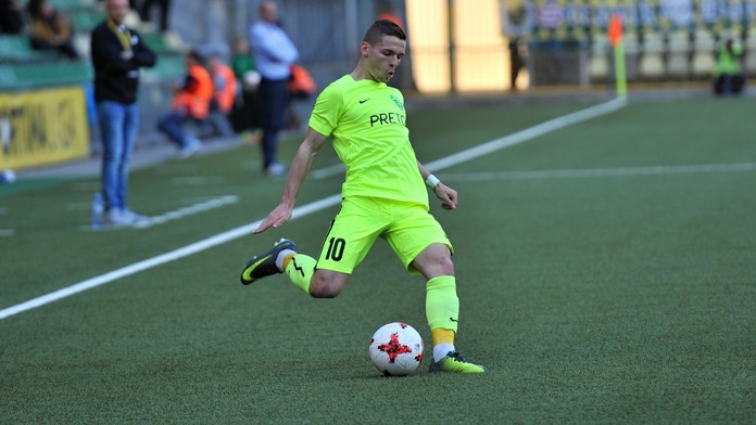 Žilinčan  Nicolas Špalek v zápase s Prešovom.