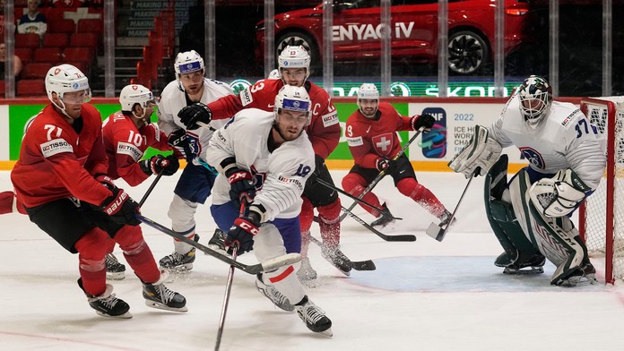 Momentka zo zápasu Švajčiarsko - Francúzsko.