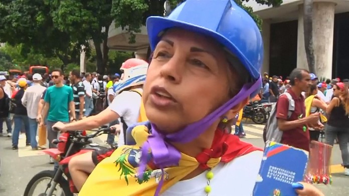 Protestujúca vo Venezuele