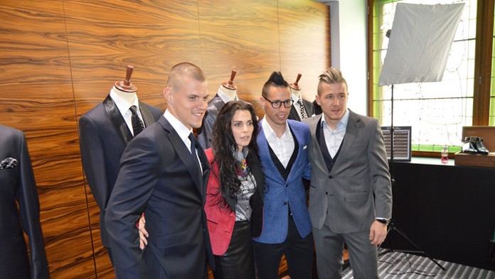 Martin Škrtel, Marek Hamšík a Juraj Kucka na skúške oblekov.