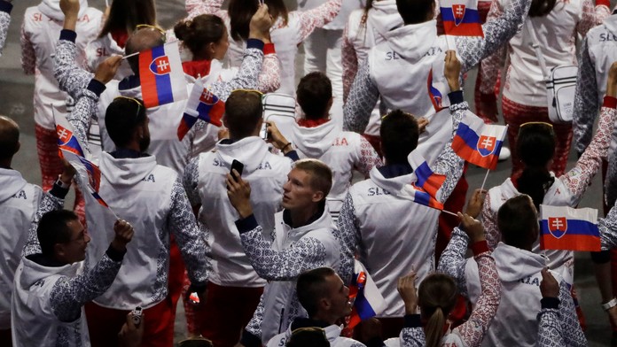Slovenská výprava počas otváracieho ceremoniálu na OH v Riu.
