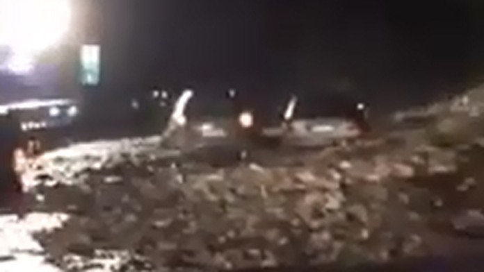 Zosuv pôdy v Alpách.