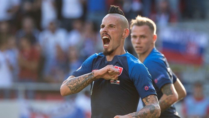 Marek Hamšík strelil jediný gól Slovenska proti Česku.