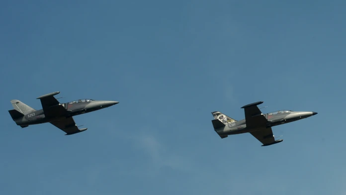 Letecké cvičenie výcvikovej letky L-39 Albatros a bojovej letky Mig-29 na základni Kuchyňa.