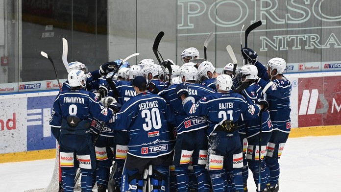 Radosť hráčov Nitry po víťazstve.