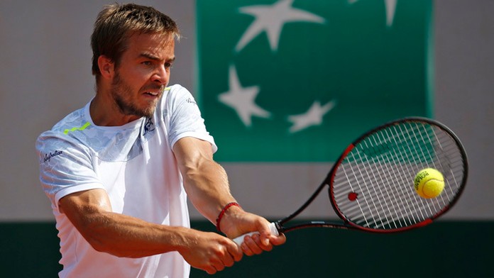 Andrej Martin v zápase 3. kola dvojhry mužov na Roland Garros.
