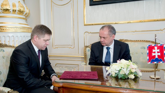 Prezident Andrej Kiska s premiérom Robertom Ficom. 