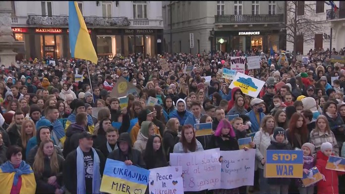 Zhromaždenia na podporu Ukrajiny v Bratislave.
