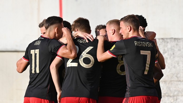 Oslava gólu Spartaka Trnava.