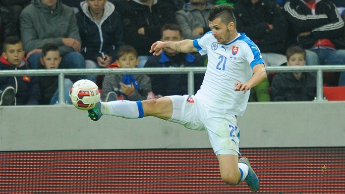 Michal Ďuriš počas priateľského futbalového zápasu Slovensko - Švajčiarsko.
