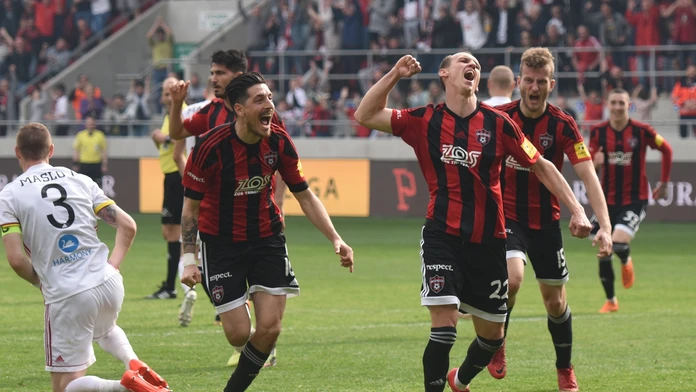 Radosť Trnavčanov po strelení gólu.
