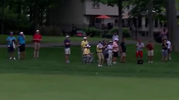 Golfista trafil do hlavy diváka.