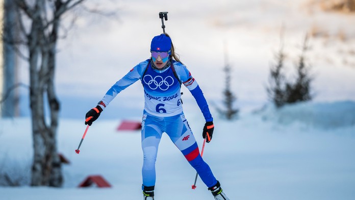 Slovenská biatlonistka Paulína Fialková počas vytrvalostných pretekov žien na ZOH 2022.