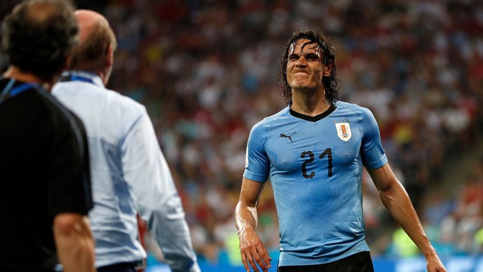 Uruguajčan Edinson Cavani v dueli MS 2018 proti Portugalsku.