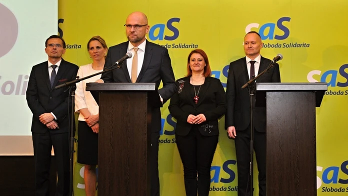 Počas tlačovej besedy v Žiline