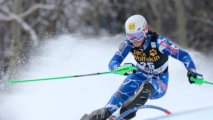 Petra Vlhová počas slalomu v americkom Aspene.