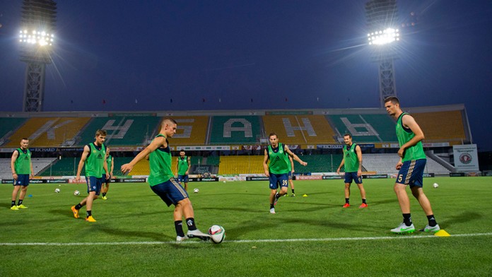 Tréning ŠK Slovan pred zápasom predkola EL UEFA proti FK Krasnodar.