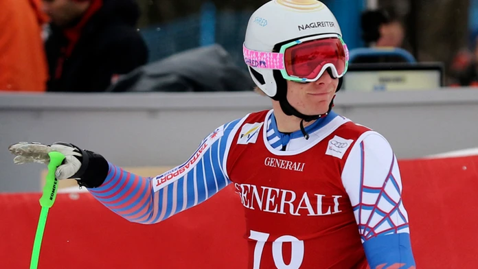 Adam Žampa v cieli Super G v rámci superkombinácie Svetového pohára na zjazdovke Streif v rakúskom Kitzbüheli.