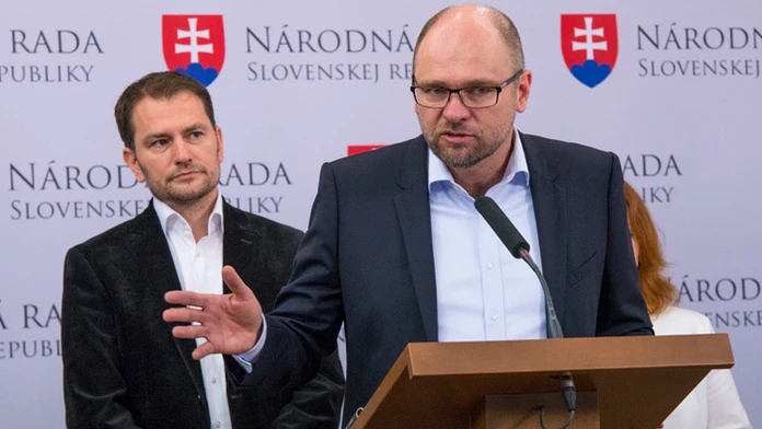 Predseda strany SaS Richard Sulík a predseda OĽaNO-NOVA Igor Matovič.