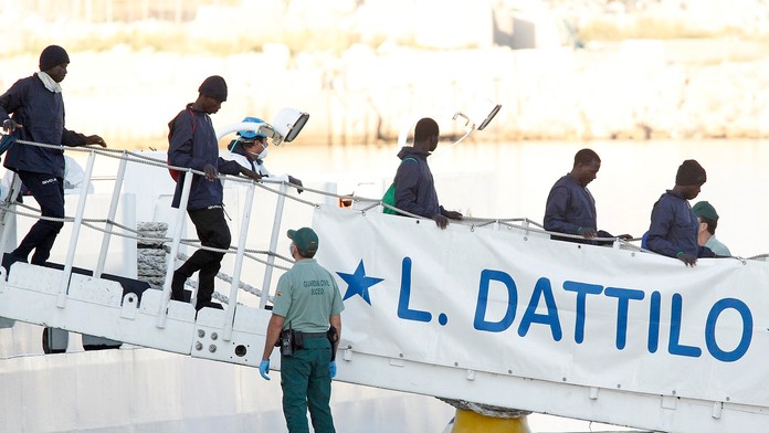 Migranti vystupujú v Španielsku.