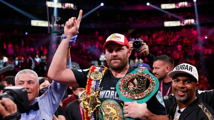 Angličan Tyson Fury po víťazstve.