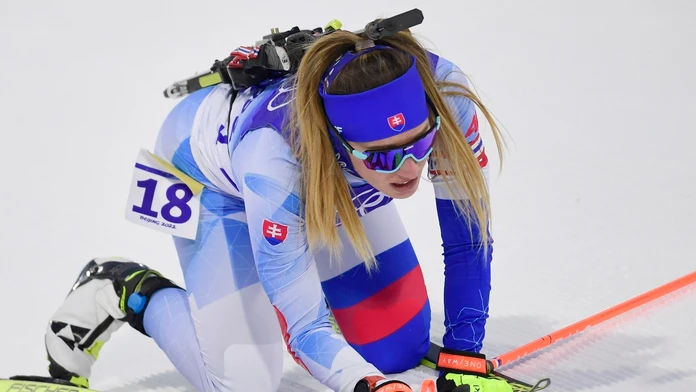 Na snímke slovenská biatlonistka Paulína Fialková v cieli v šprinte žien na 7,5 km na ZOH 2022 v Pekingu.