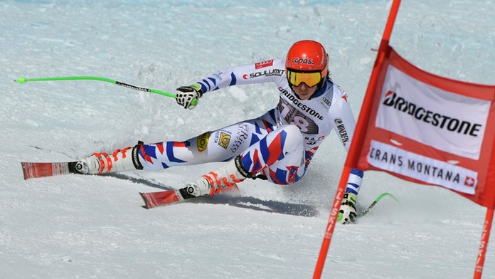 Petra Vlhová v superobrovskom slalome v Crans Montana.
