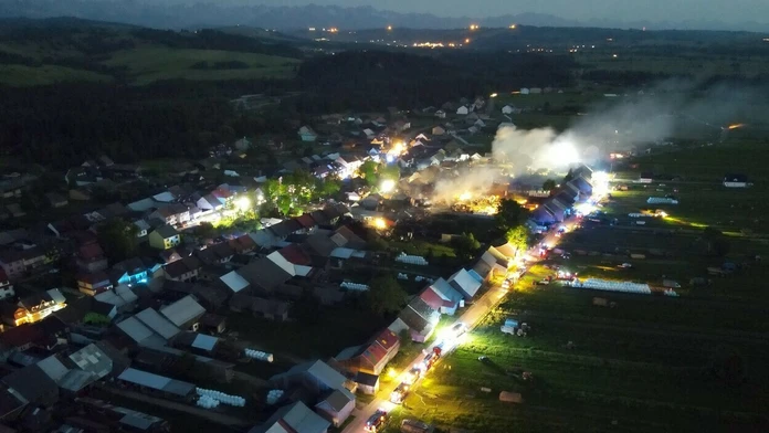 Požiar v Poľskej dedine Nowa Biala