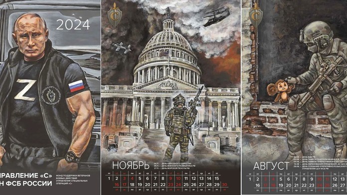 FOTOGALÉRIA: Putin „na steroidoch“ aj horiaci Kapitol. Kalendár ruskej tajnej služby pôsobí ako zlý vtip