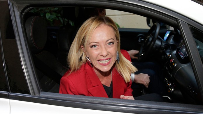 Giorgia Meloniová, líderka krajne pravicovej strany Bratia Talianska (FdI).