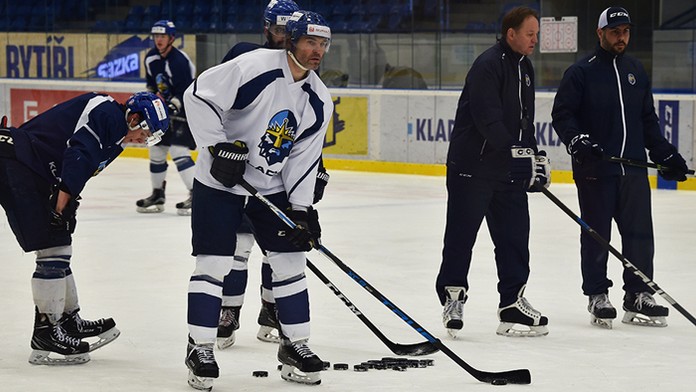 Jaromí Jágr na tréningu.