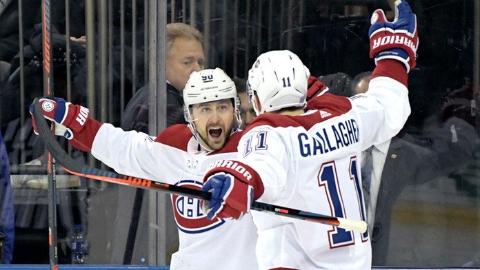 Hokejista Montrealu Canadiens Slovák Tomáš Tatar po strelení gólu.
