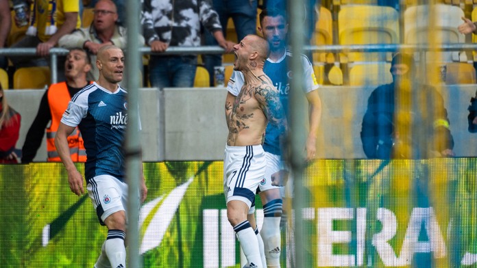 Vladimír Weiss ml. po víťaznom góle do siete Dunajskej Stredy.